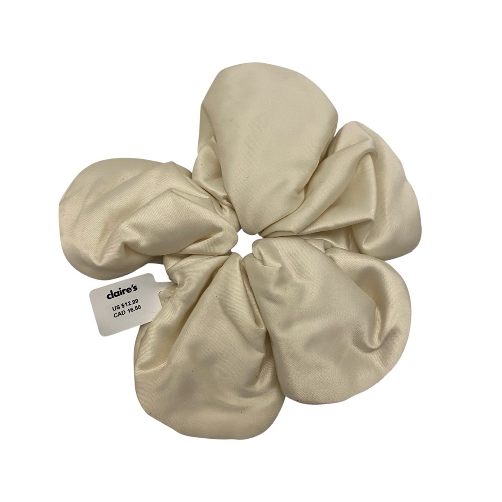 Claire's Satin Flower Shaped Scrunchie Hair Bow Ivory New With Tags